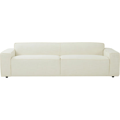 Olafur Linen Sofa by TOV Furniture in cream. Made from linen in a modern style.
