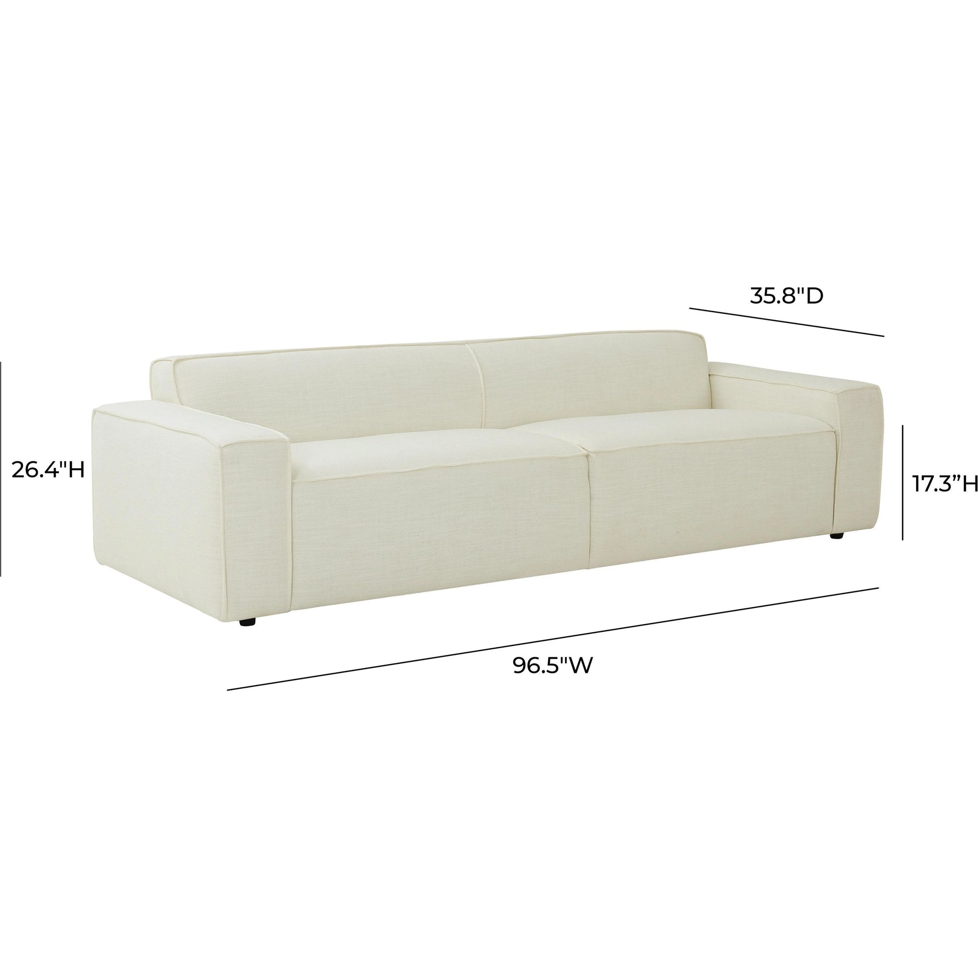 Olafur Linen Sofa by TOV Furniture in cream. Made from linen in a modern style.