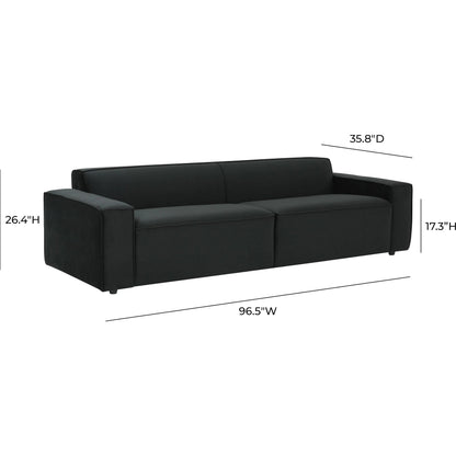 Olafur Velvet Sofa by TOV Furniture in black. Made from velvet in a modern style.