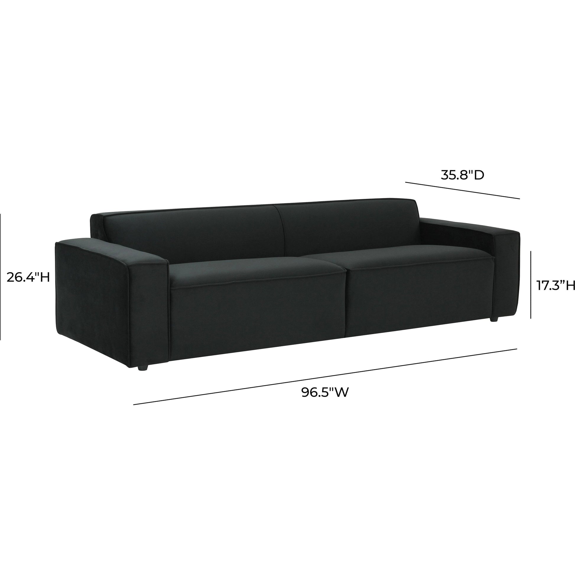 Olafur Velvet Sofa by TOV Furniture in black. Made from velvet in a modern style.