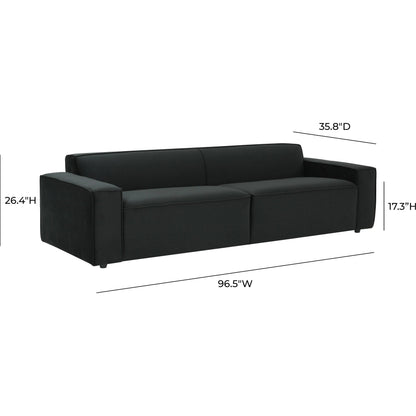 Olafur Velvet Sofa by TOV Furniture in black. Made from velvet in a modern style.
