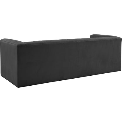 Norah Velvet Sofa by TOV Furniture in black. Made from velvet, pine in a transitional style.