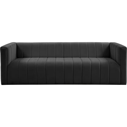 Norah Velvet Sofa by TOV Furniture in black. Made from velvet, pine in a transitional style.