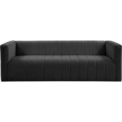 Norah Velvet Sofa by TOV Furniture in black. Made from velvet, pine in a transitional style.