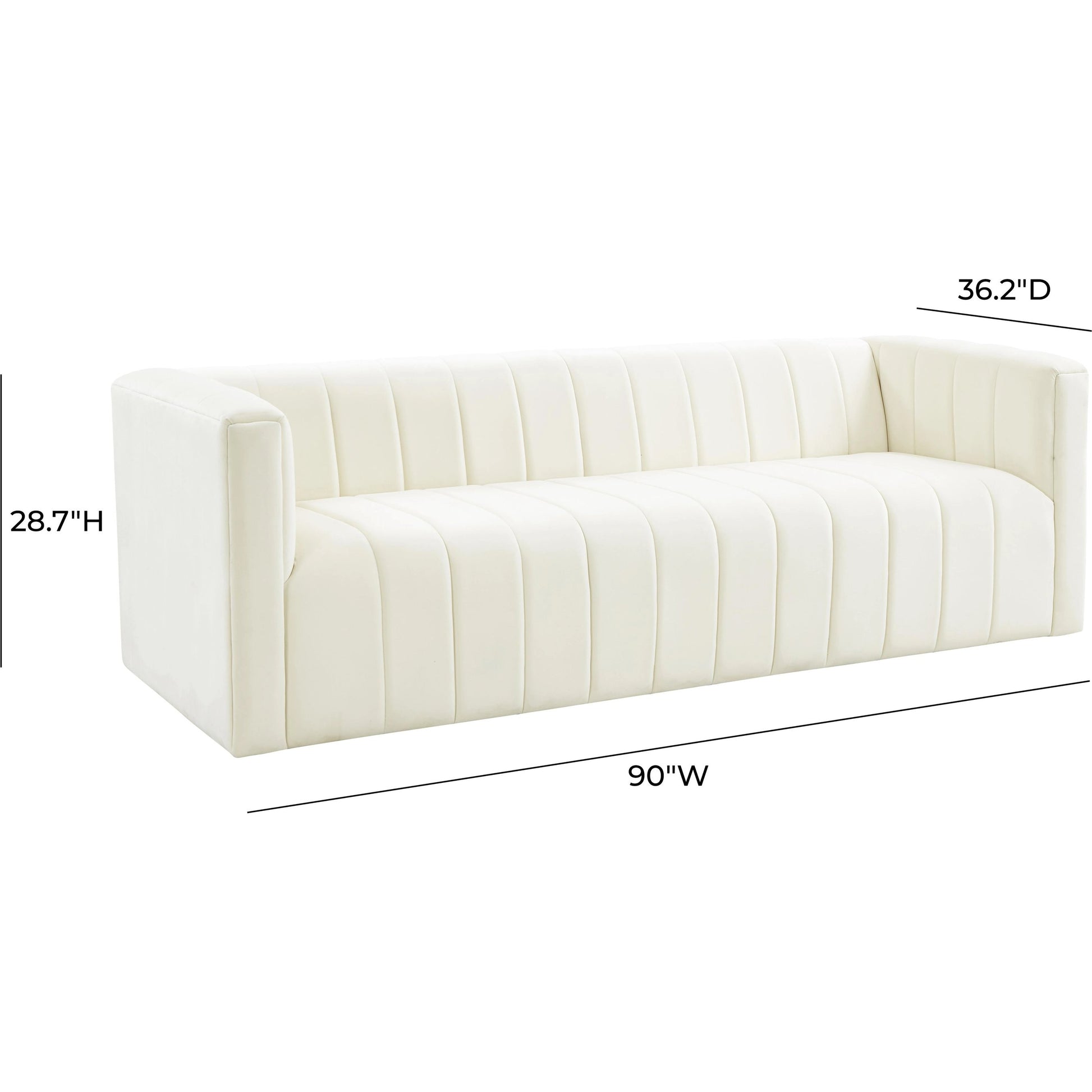 Norah Velvet Sofa by TOV Furniture in black. Made from velvet, pine in a transitional style.
