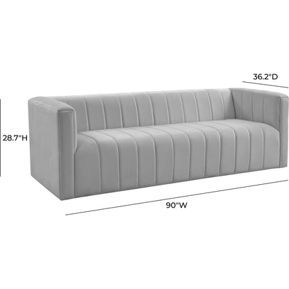 Norah Velvet Sofa by TOV Furniture in black. Made from velvet, pine in a transitional style.