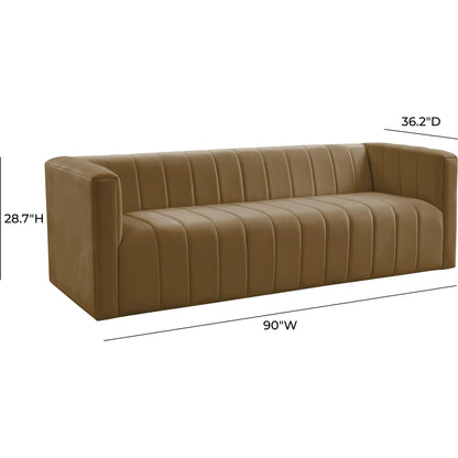 Norah Velvet Sofa by TOV Furniture in black. Made from velvet, pine in a transitional style.