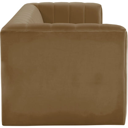 Norah Velvet Sofa by TOV Furniture in black. Made from velvet, pine in a transitional style.