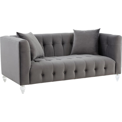 Bea Velvet Loveseat by TOV Furniture in pink. Made from velvet, wood in a modern style.