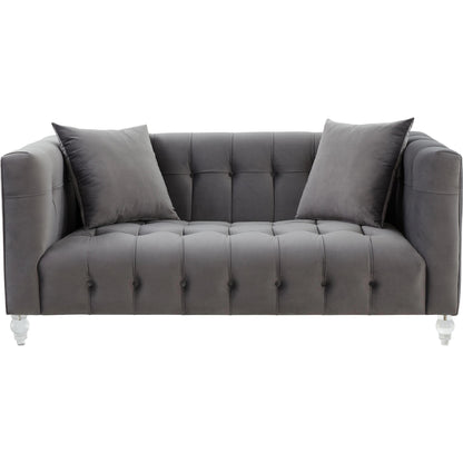 Bea Velvet Loveseat by TOV Furniture in pink. Made from velvet, wood in a modern style.