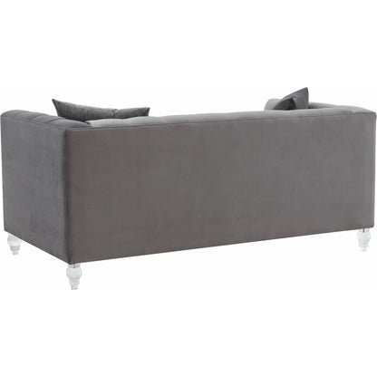 Bea Velvet Loveseat by TOV Furniture in pink. Made from velvet, wood in a modern style.
