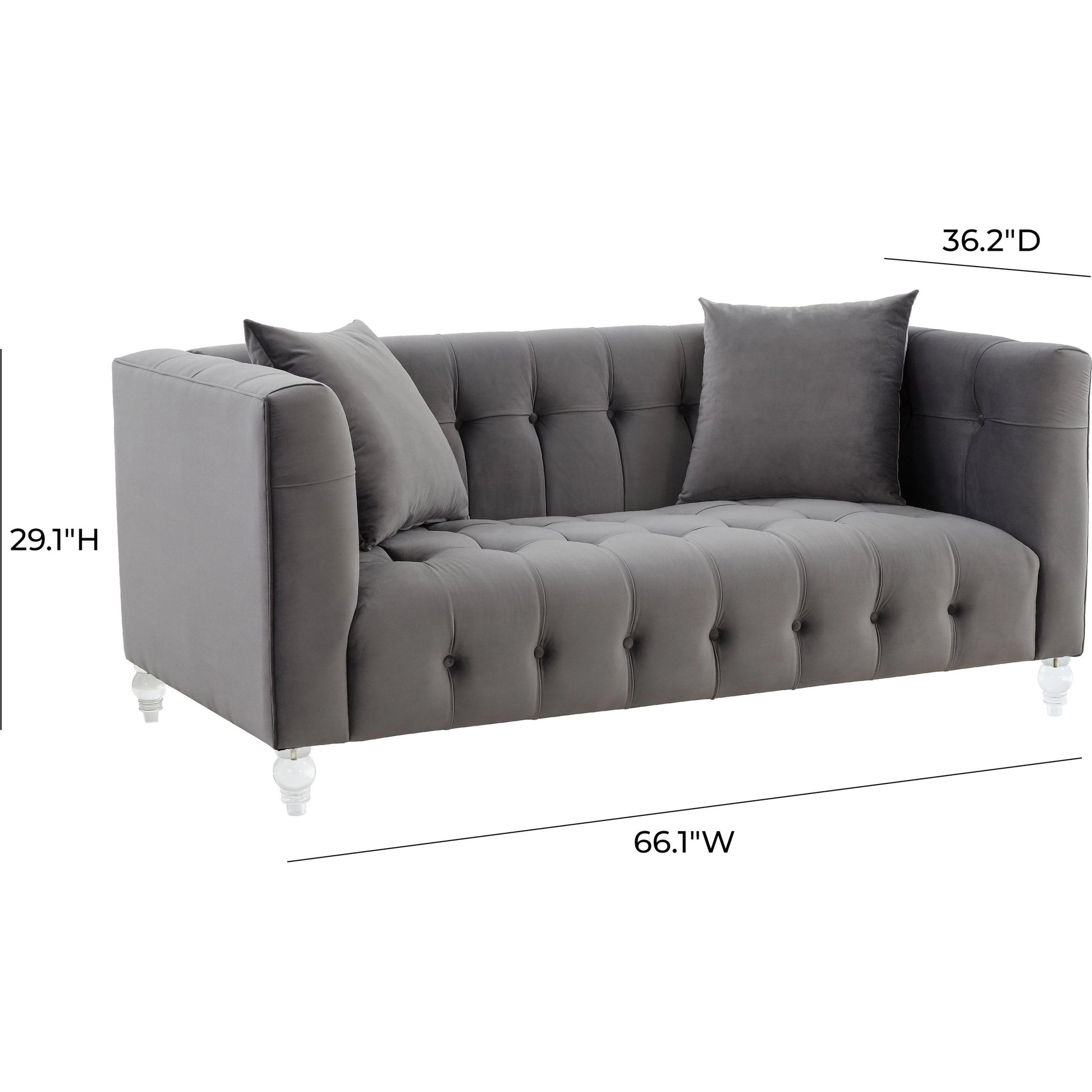 Bea Velvet Loveseat by TOV Furniture in pink. Made from velvet, wood in a modern style.