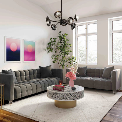 Bea Velvet Loveseat by TOV Furniture in pink. Made from velvet, wood in a modern style.