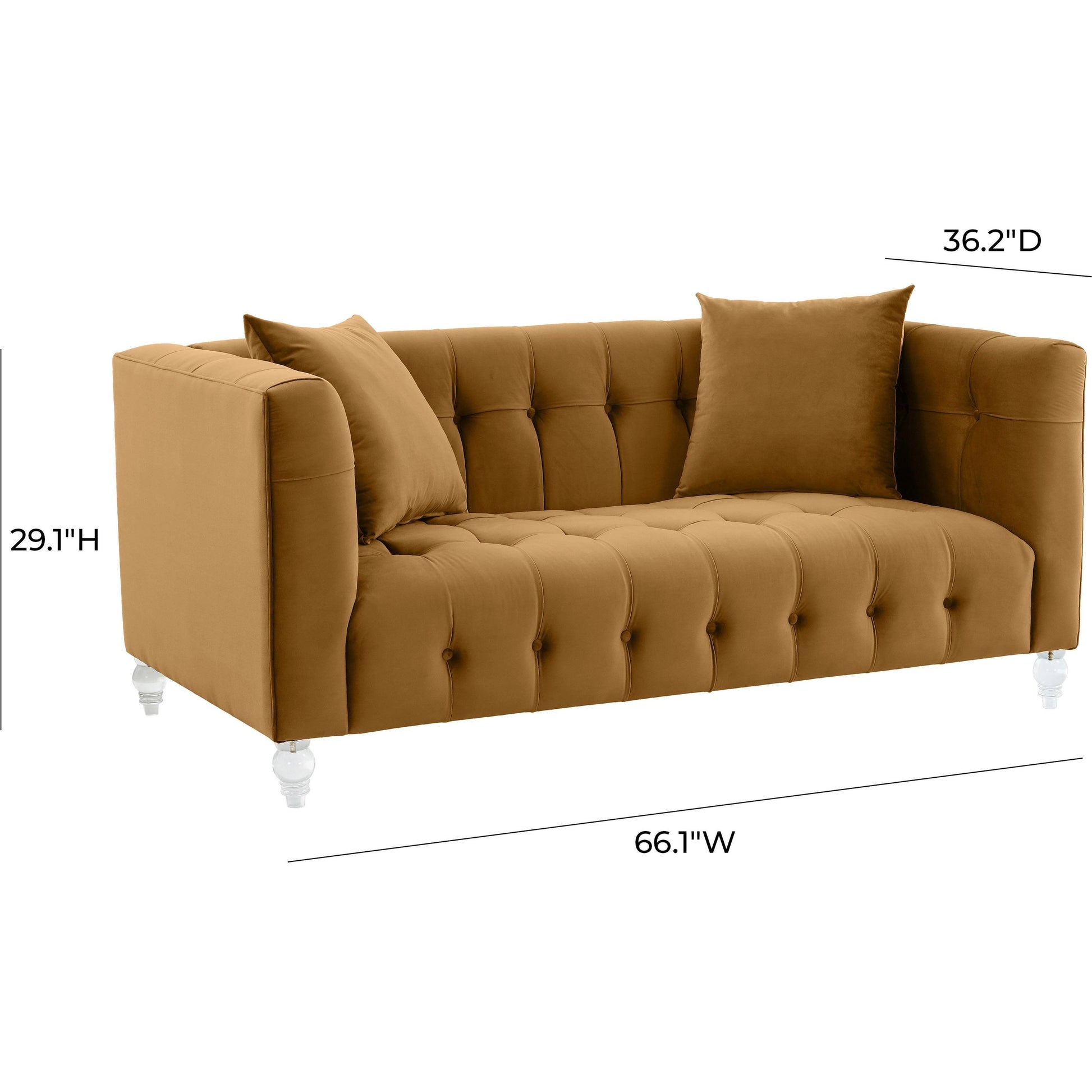 Bea Velvet Loveseat by TOV Furniture in pink. Made from velvet, wood in a modern style.