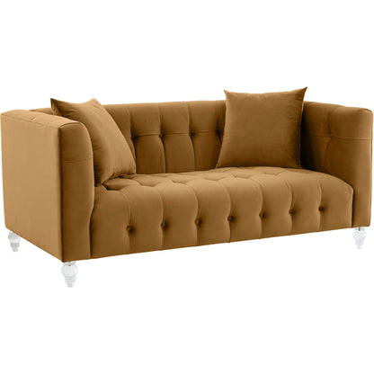 Bea Velvet Loveseat by TOV Furniture in pink. Made from velvet, wood in a modern style.