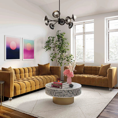 Bea Velvet Loveseat by TOV Furniture in pink. Made from velvet, wood in a modern style.