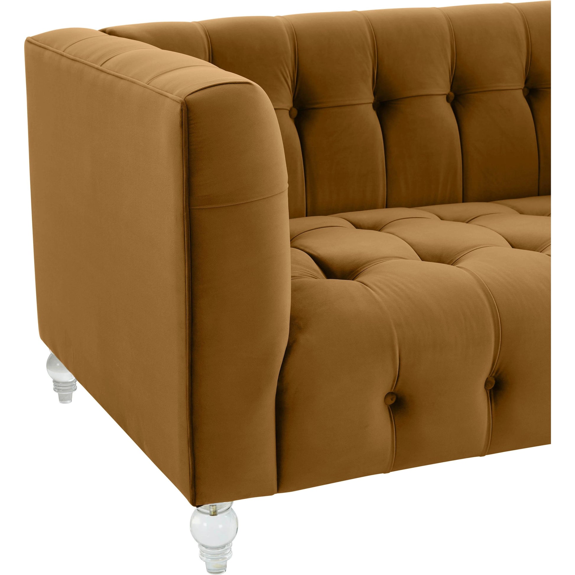 Bea Velvet Loveseat by TOV Furniture in pink. Made from velvet, wood in a modern style.