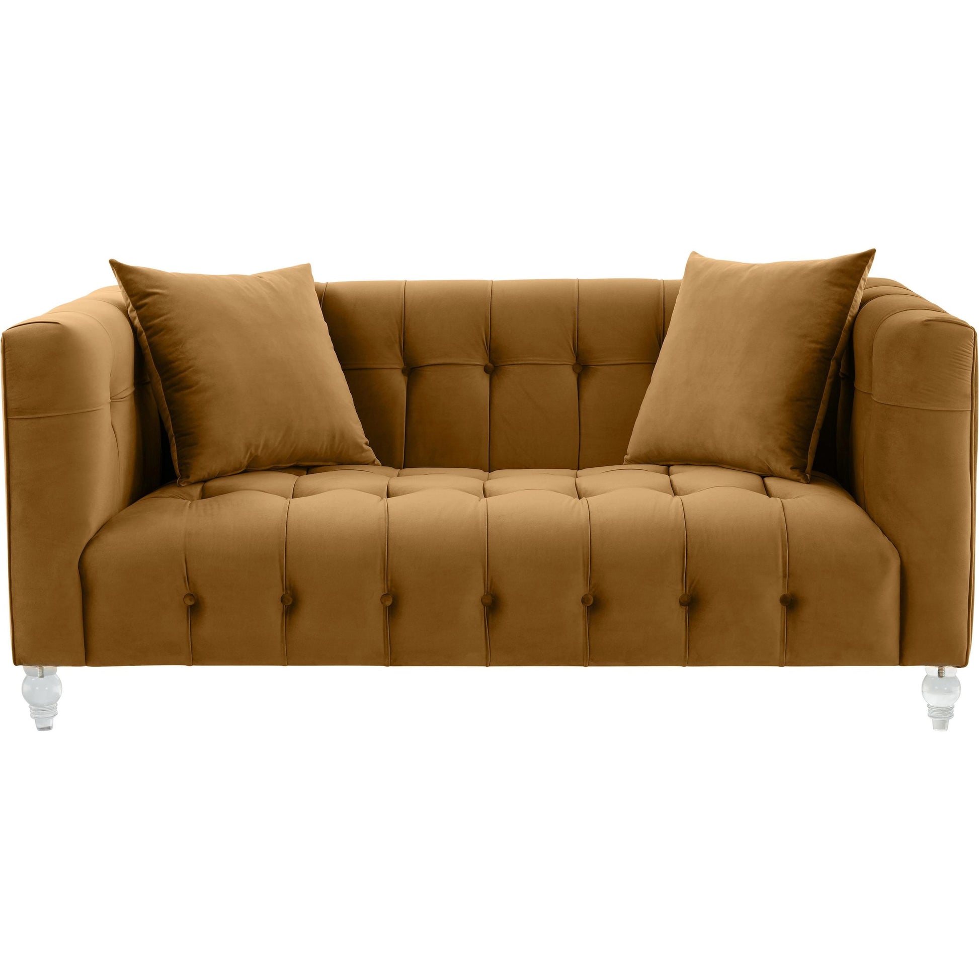 Bea Velvet Loveseat by TOV Furniture in pink. Made from velvet, wood in a modern style.