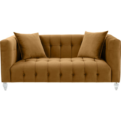 Bea Velvet Loveseat by TOV Furniture in pink. Made from velvet, wood in a modern style.
