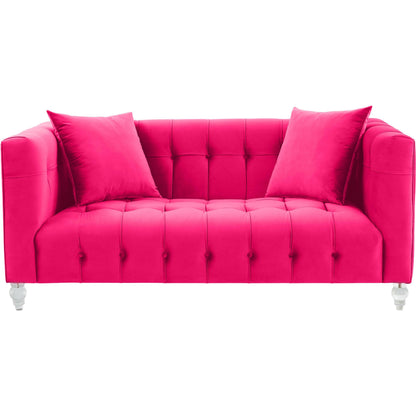 Bea Velvet Loveseat by TOV Furniture in pink. Made from velvet, wood in a modern style.