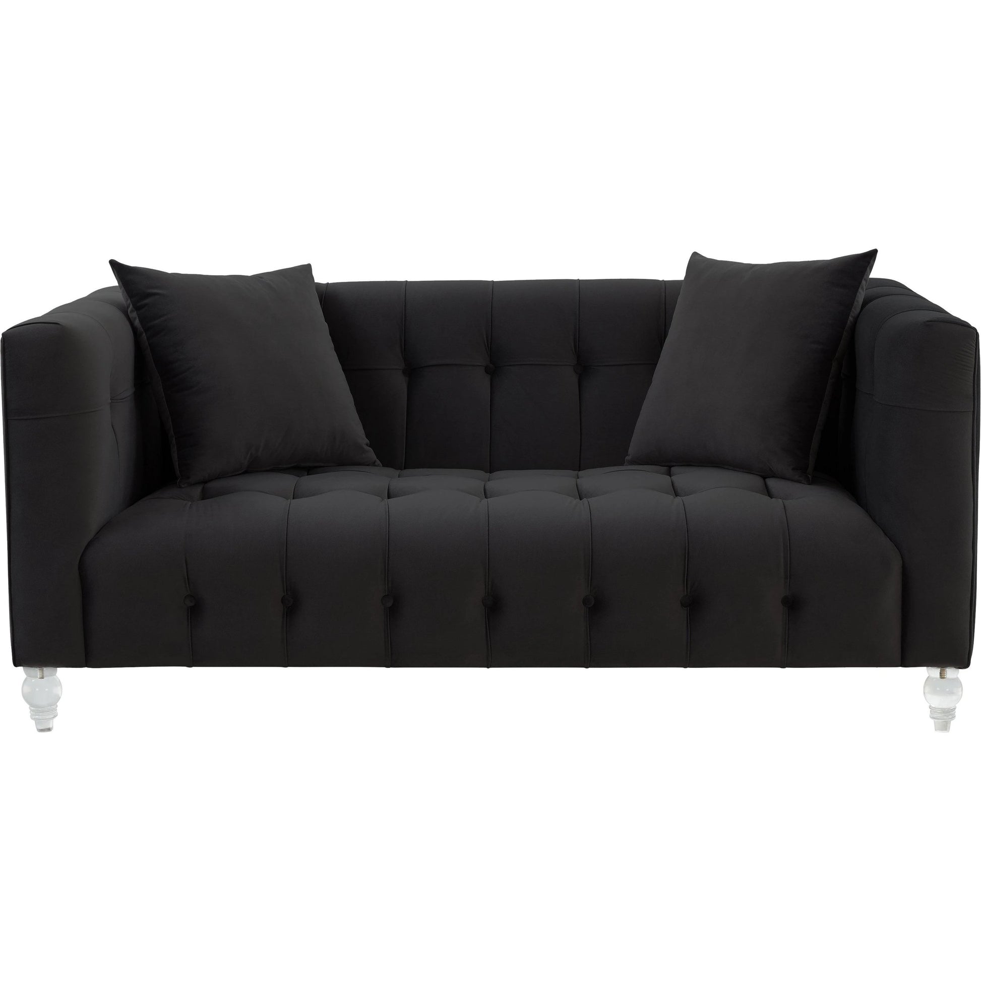 Bea Velvet Loveseat by TOV Furniture in pink. Made from velvet, wood in a modern style.