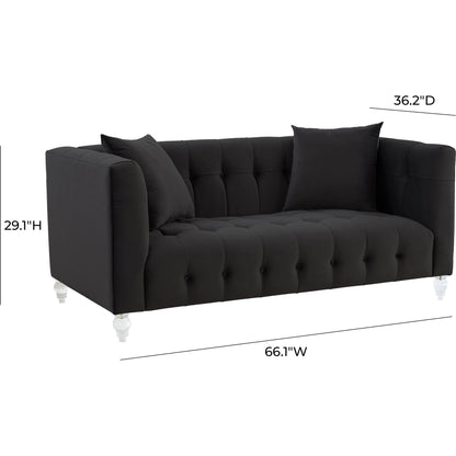 Bea Velvet Loveseat by TOV Furniture in pink. Made from velvet, wood in a modern style.