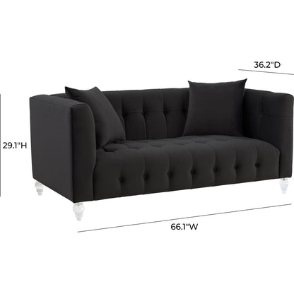 Bea Velvet Loveseat by TOV Furniture in pink. Made from velvet, wood in a modern style.