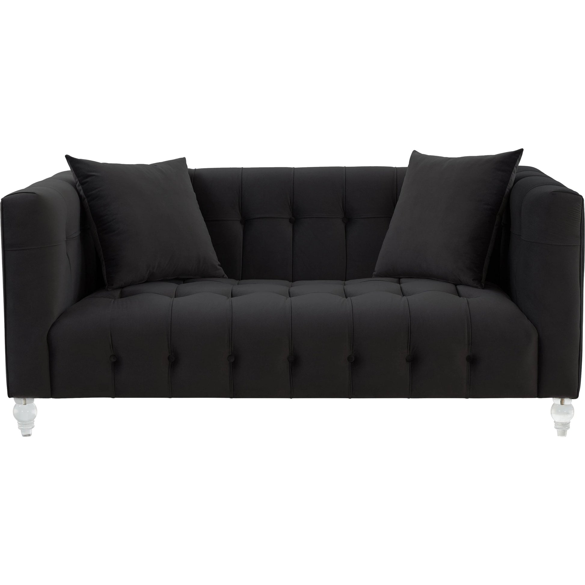 Bea Velvet Loveseat by TOV Furniture in pink. Made from velvet, wood in a modern style.