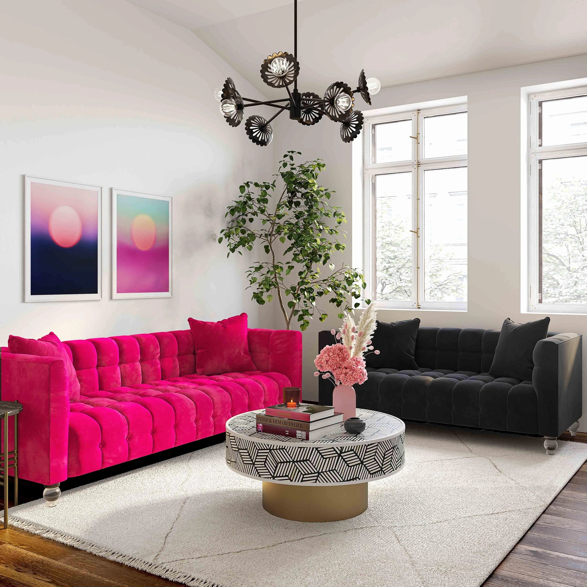 Bea Velvet Loveseat by TOV Furniture in pink. Made from velvet, wood in a modern style.