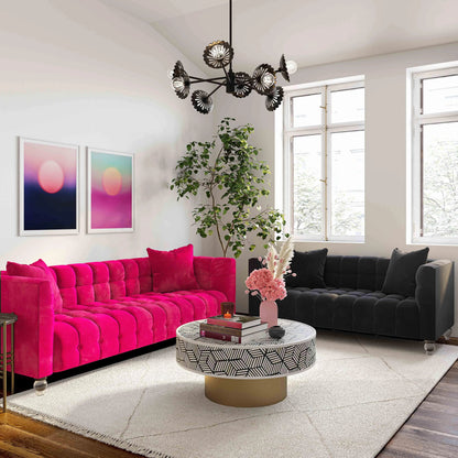 Bea Velvet Loveseat by TOV Furniture in pink. Made from velvet, wood in a modern style.
