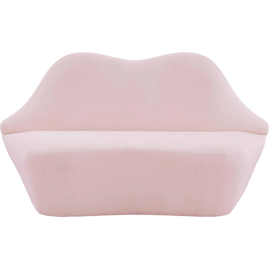 Lips Velvet Settee by TOV Furniture in blush. Made from pine, velvet in a modern style.