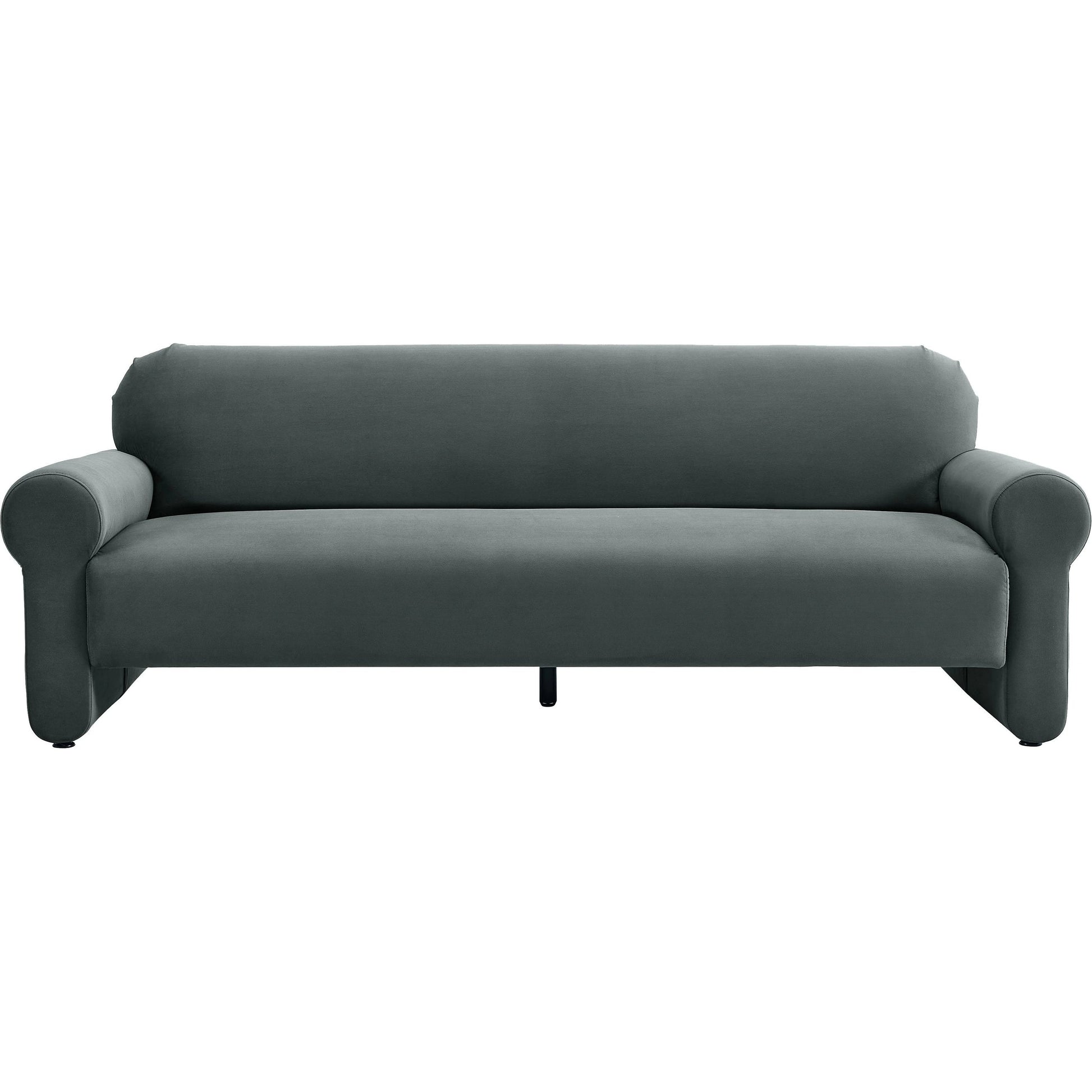 Keelee Velvet Sofa by TOV Furniture in grey. Made from velvet, wood in a modern style.