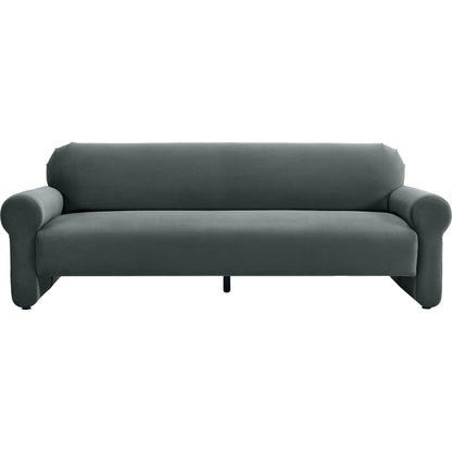 Keelee Velvet Sofa by TOV Furniture in grey. Made from velvet, wood in a modern style.