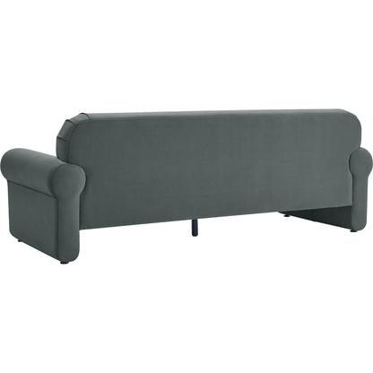 Keelee Velvet Sofa by TOV Furniture in grey. Made from velvet, wood in a modern style.