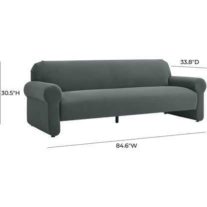 Keelee Velvet Sofa by TOV Furniture in grey. Made from velvet, wood in a modern style.