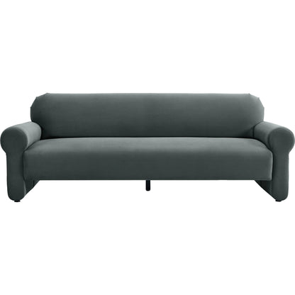 Keelee Velvet Sofa by TOV Furniture in grey. Made from velvet, wood in a modern style.