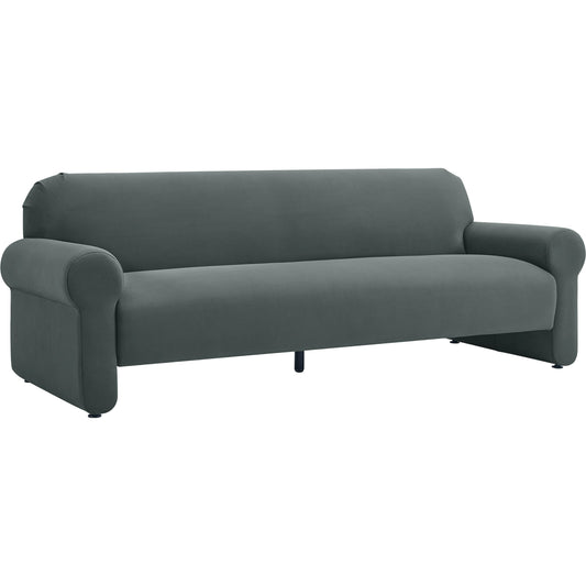 Keelee Velvet Sofa by TOV Furniture in grey. Made from velvet, wood in a modern style.