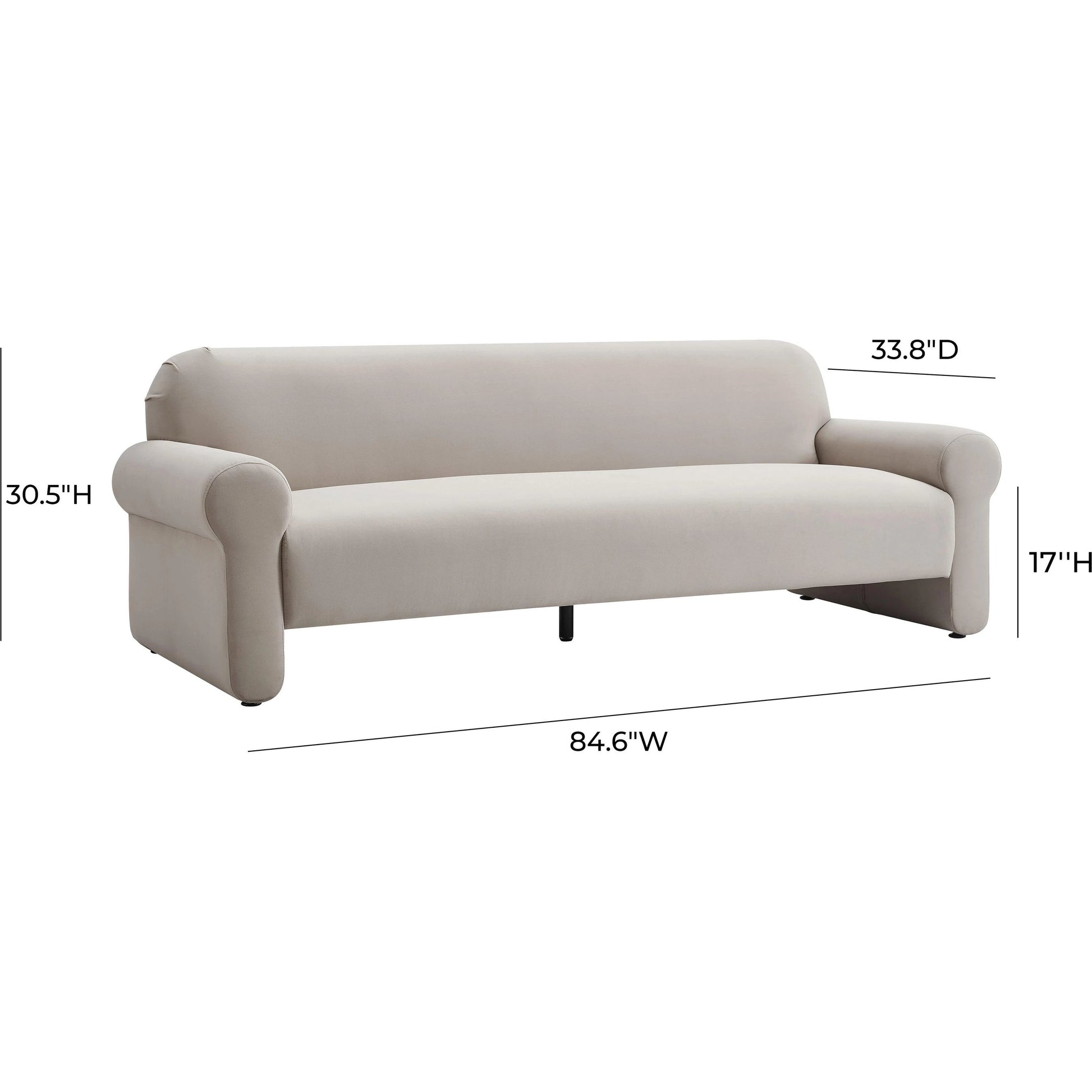 Keelee Velvet Sofa by TOV Furniture in grey. Made from velvet, wood in a modern style.