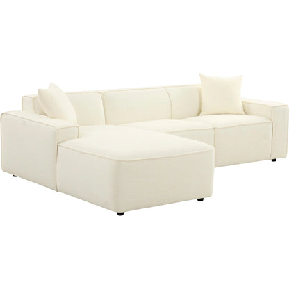 Olafur Linen Sectional by TOV Furniture in cream. Made from linen, wood in a modern style.