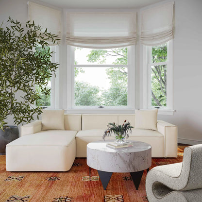 Olafur Linen Sectional by TOV Furniture in cream. Made from linen, wood in a modern style.