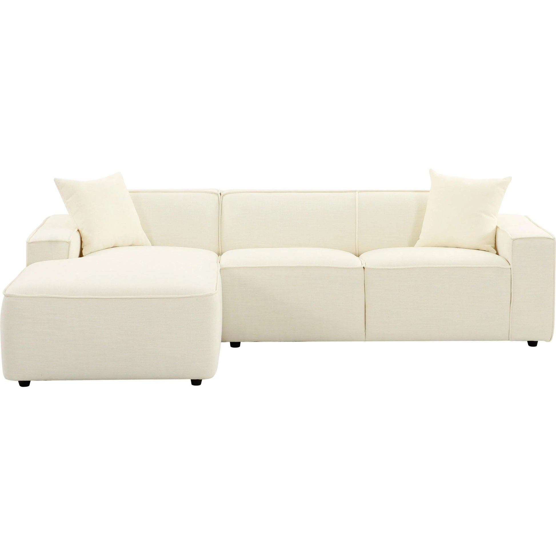 Olafur Linen Sectional by TOV Furniture in cream. Made from linen, wood in a modern style.