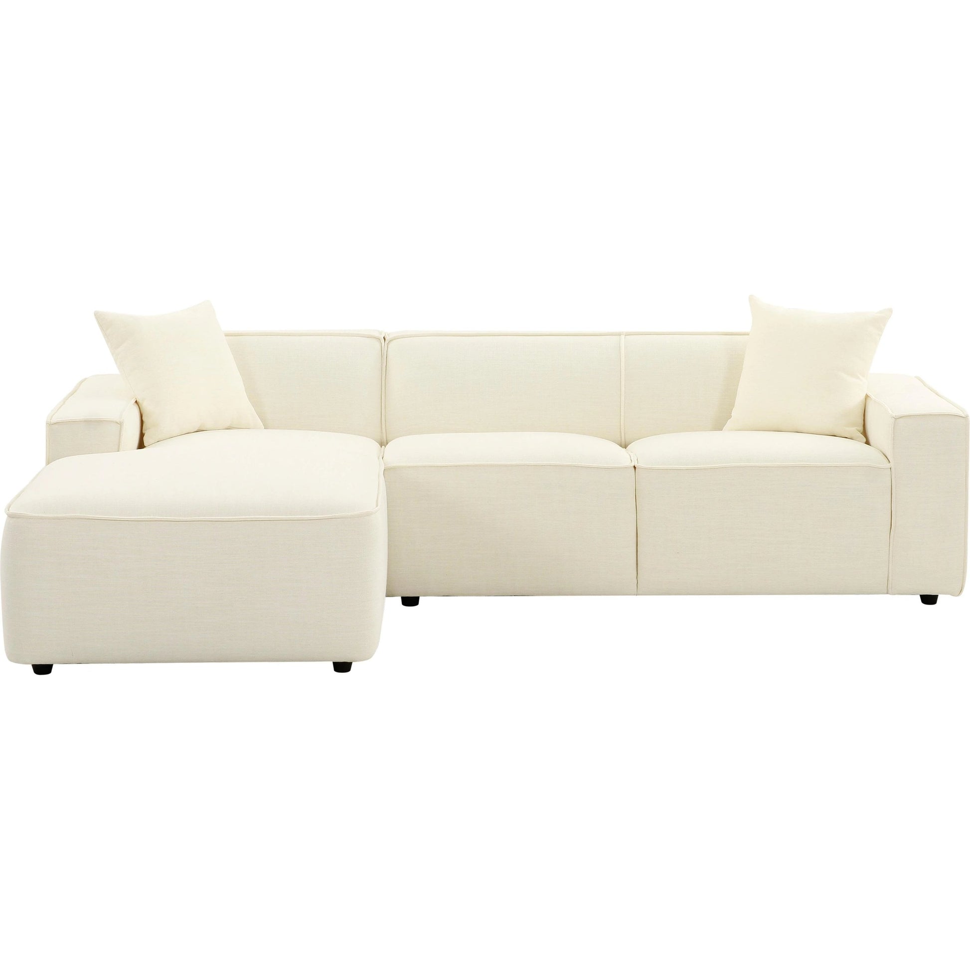 Olafur Linen Sectional by TOV Furniture in cream. Made from linen, wood in a modern style.