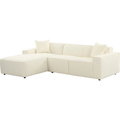 Olafur Linen Sectional by TOV Furniture in cream. Made from linen, wood in a modern style.