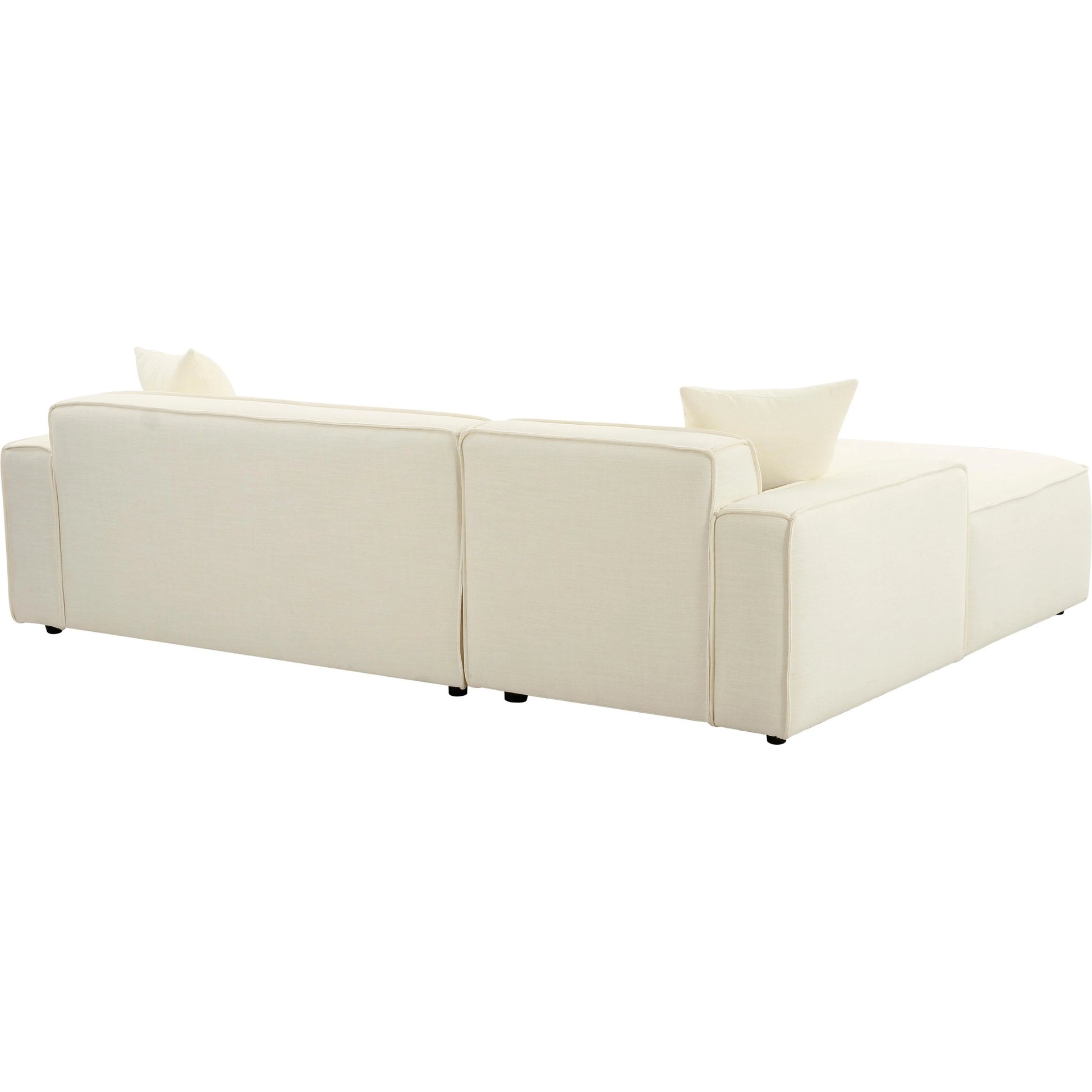 Olafur Linen Sectional by TOV Furniture in cream. Made from linen, wood in a modern style.