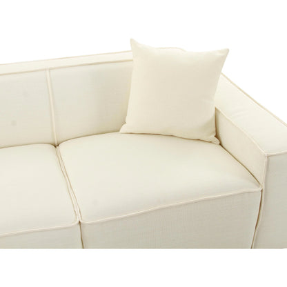 Olafur Linen Sectional by TOV Furniture in cream. Made from linen, wood in a modern style.
