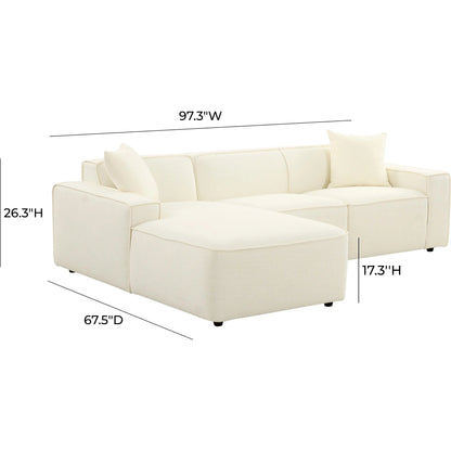 Olafur Linen Sectional by TOV Furniture in cream. Made from linen, wood in a modern style.