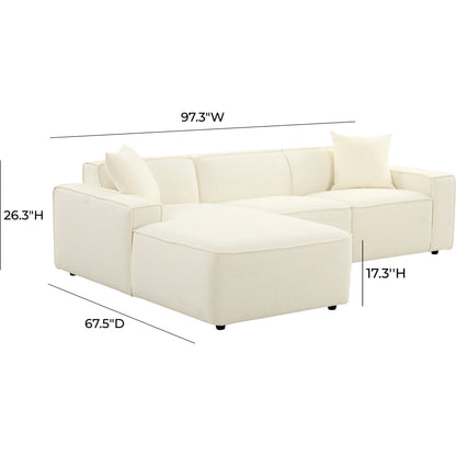 Olafur Linen Sectional by TOV Furniture in cream. Made from linen, wood in a modern style.