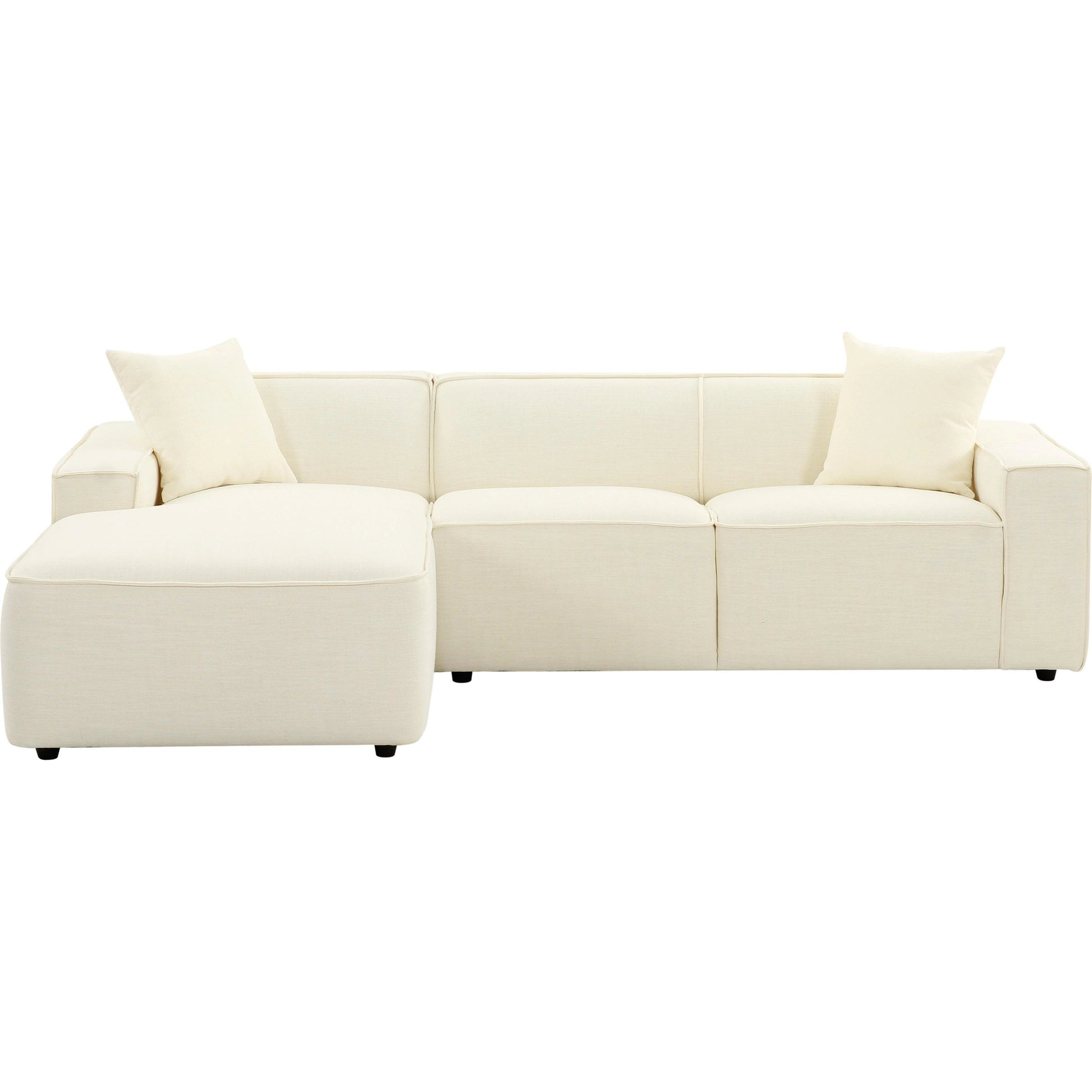 Olafur Linen Sectional by TOV Furniture in cream. Made from linen, wood in a modern style.