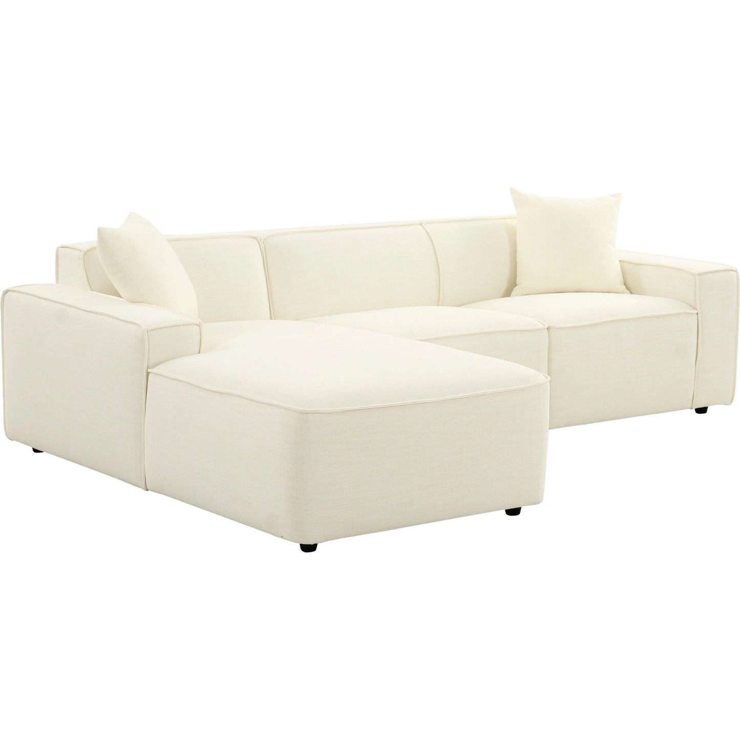001 SI-1984333 | Primary Silo | Olafur Linen Sectional by TOV Furniture in cream. Made from linen, wood in a modern style.