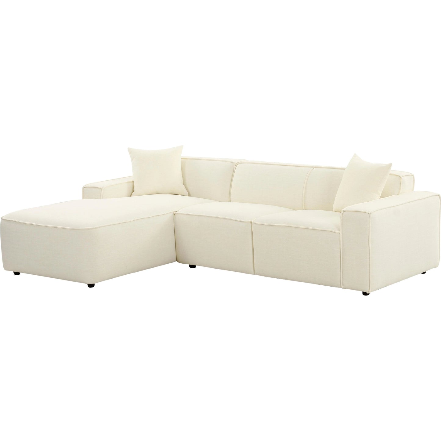 005 SI-1984333 | Additional Silo | Olafur Linen Sectional by TOV Furniture in cream. Made from linen, wood in a modern style.